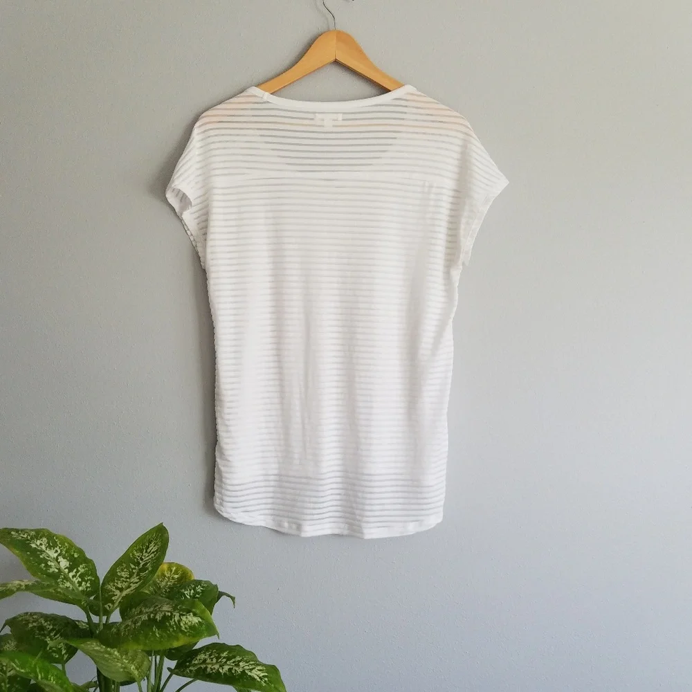 Northcrest White Striped Short Sleeved Top